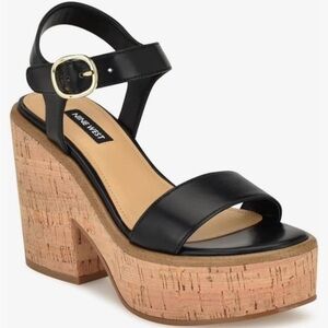 Nine West Black and Tan Platform Sandals